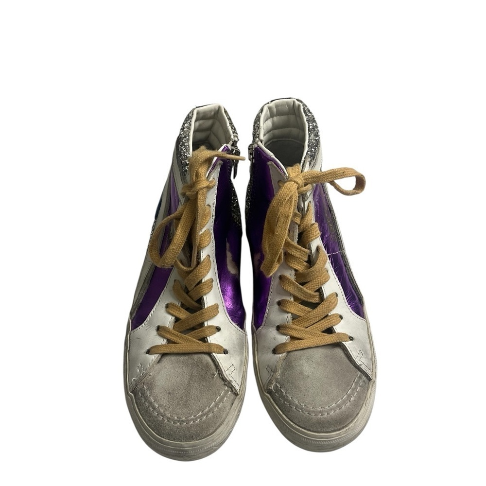Golden Goose Purple and White Sneakers